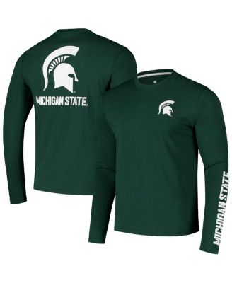 Colosseum - Men's  Green Michigan State Spartans Logo Lockup 3-Hit Active Blend Long Sleeve T-shirt