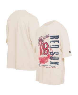 New Era - Men's Cream Boston Red Sox Cooperstown Collection Oversized Throwback Distressed T-shirt