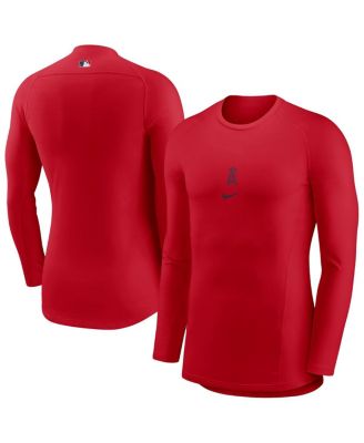 Nike - Men's Red Los Angeles Angels Base Layer Raglan Long Sleeve Performance T-Shirt