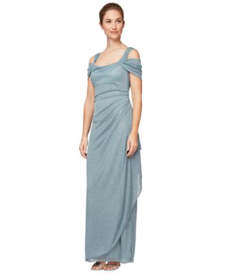 Alex Evenings - Cold-Shoulder Draped Glitter Gown