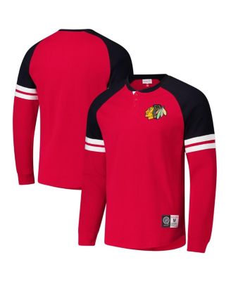 Mitchell & Ness - Men's  Red Chicago Blackhawks Thermal Henley Long Sleeve T-Shirt