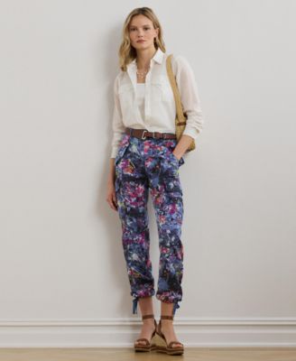 Lauren Ralph Lauren - Women's Print Linen Cargo Ankle Pants