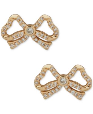 Anne Klein - Gold-Tone Cubic Zirconia Bow Stud Earrings