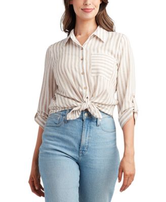 BCX - Juniors' Striped Button-Up Shirt