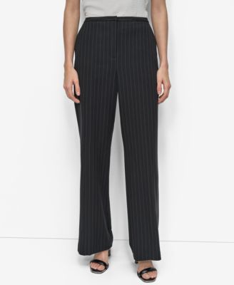 DKNY - Women's Pinstripe High-Rise Flare-Leg Pants
