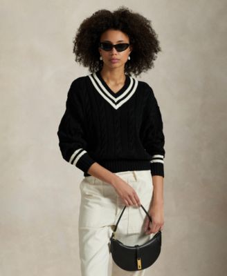 Polo Ralph Lauren - Women's Aran-Knit Cotton Cricket Sweater