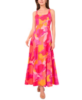 MSK - Women's Printed Square-Neck Sleeveless Maxi Dress