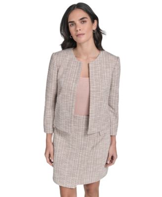 Calvin Klein - Women's Collarless Textured Open-Front Jacket