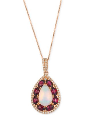 Le Vian - Opal (1-1/2 ct. t.w.), Rhodolite (2-2/5 ct. t.w.) & Nude Diamond (1/2 ct. t.w.) Teardrop Pendant 20" Necklace in 14k Strawberry Gold