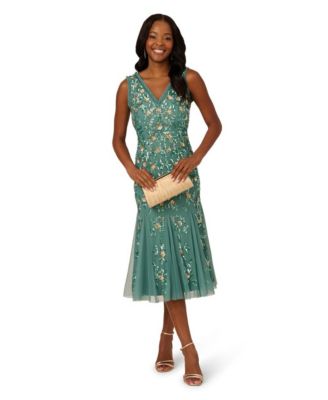 Adrianna Papell - Women's Embellished Ruffled Godet Dress