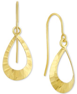 Macy's - Hammered Open Teardrop Drop Earrings in 10k Gold