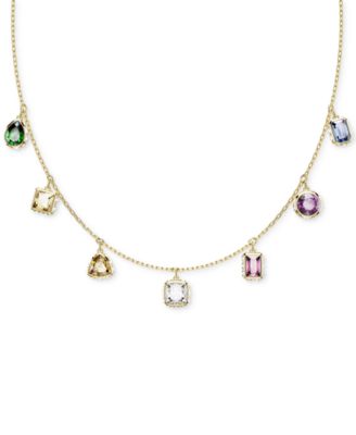 Swarovski - Gold-Tone Mixed Crystal Charm Necklace, 15" + 2-3/4" extender
