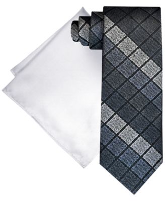 Steve Harvey - Men's Ornate Block Tie & Solid Pocket Square Set