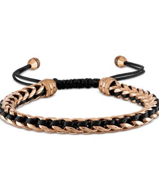 Bulova - Rose Gold-Tone IP Stainless Steel Cord Woven Slider Bracelet