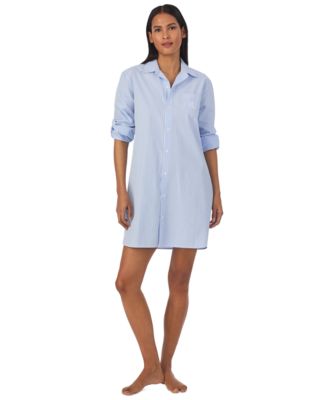 Lauren Ralph Lauren - Women's Long-Sleeve Roll-Tab His Shirt Sleepshirt