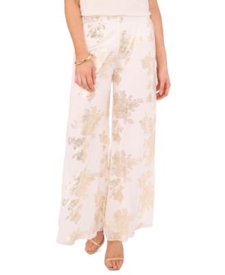 MSK - Women's Glitter Chiffon Wide-Leg Pull-On Pants