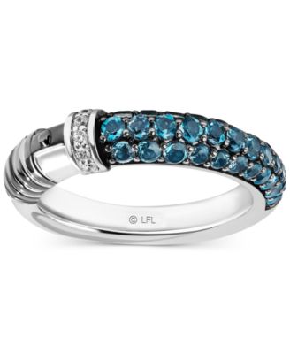 Wonder Fine Jewelry - London Blue Topaz (1 ct. t.w.) & Diamond (1/20 ct. t.w.) Obi-Wan Kenobi Lightsaber Ring in Sterling Silver