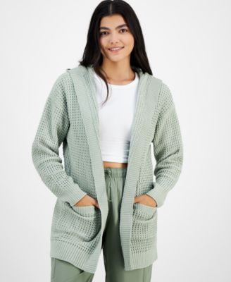 Hooked Up by IOT - Juniors' Chenille Thermal Open Front Cardigan