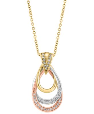 EFFY Collection - Diamond Interlocking Open Drop Pendant Necklace (1/6 ct. t.w.) in 14k Tricolor Gold