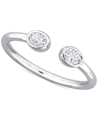 Macy's - Moissanite Bezel Polished Cuff Ring (3/8 ct. t.w.) in Sterling Silver