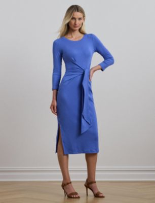 Lauren Ralph Lauren - Women's Tie-Front Cotton-Blend Crewneck Dress
