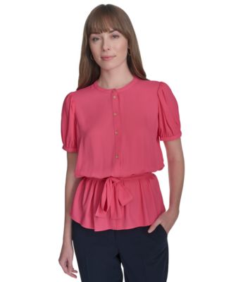 Tommy Hilfiger - Women's Button-Front Tie-Waist Blouse