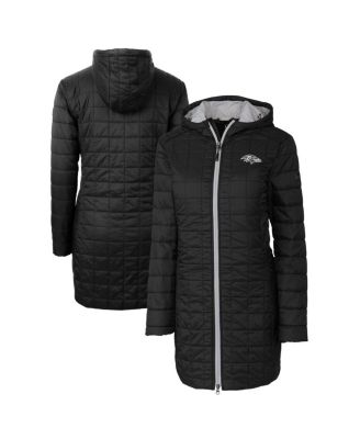 Cutter & Buck - Women's Cutter Buck Black Baltimore Ravens Rainier PrimaLoft&reg; Eco Insulated Full-Zip Hoodie Long Coat