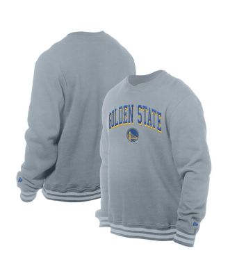 New Era - Men's Gray Golden State Warriors Chenille Cross Over Pullover Sweatshirt