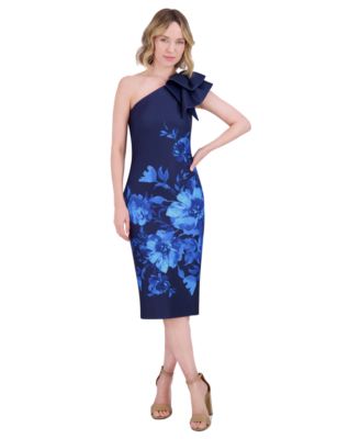 Eliza J - Women's Asymmetric-Neck Scuba Sheath Dress