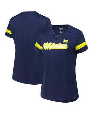 Fanatics - Women's Navy Michigan Wolverines Plus Size Overtime Readiness Lace-Up T-Shirt