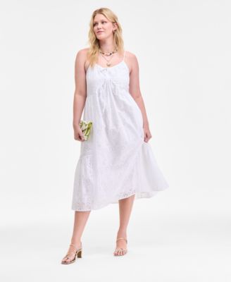 On 34th - Women's Eyelet Swing Midi Dress