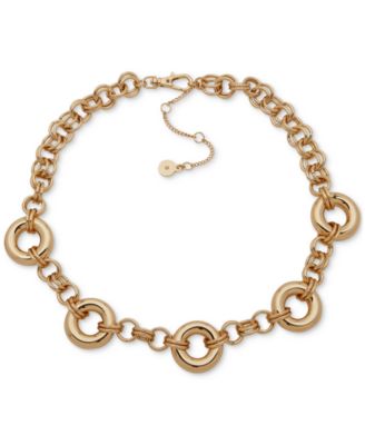 DKNY - Gold-Tone Double Cable Chain Collar Necklace, 16" + 3" extender