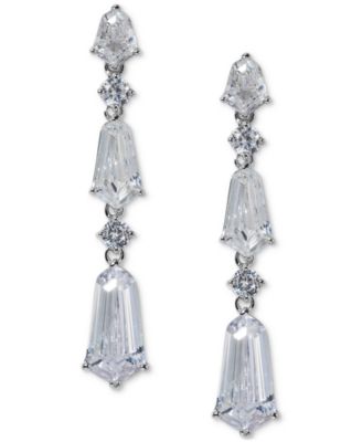 Eliot Danori - Silver-Tone Cubic Zirconia Linear Drop Earrings