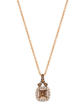 Le Vian - Chocolate Diamond & Vanilla Diamond Halo 18" Pendant Necklace (1/2 ct. t.w.) in 14k Rose Gold