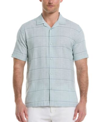Cubavera - Men's Classic-Fit Dobby Windowpane-Print Button-Down Camp Shirt