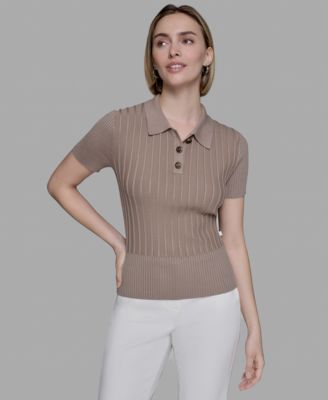 KARL LAGERFELD PARIS - Women's Collared Ribbed Shirt