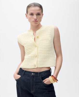 MANGO - Women's Jewel Button Knitted Cardigan