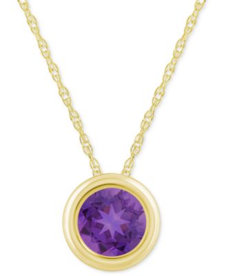 Macy's - Gemstone Round 18" Pendant Necklace in 10k Yellow Gold (also in 10k White Gold)