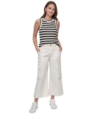DKNY Jeans - Women's High Rise Wide-Leg Cropped Utility Jeans