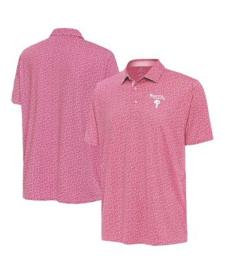 Antigua - Men's Pink Philadelphia Phillies Palm Tree Spring Training Blooming Polo Shirt