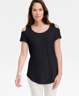 JM Collection - Women's Scoop-Neck Cold-Shoulder Top