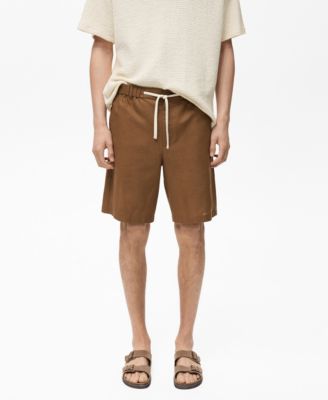 MANGO - Men's Drawstring Linen 8.86" Bermuda Shorts
