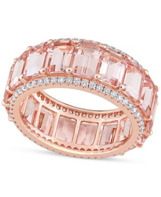 Macy's - Morganite (8-3/4 ct. t.w.) & Diamond (5/8 ct. t.w.) Eternity Band in 14k Rose Gold