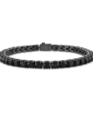 Bulova - Men's Icon Black-Tone Sterling Silver Tennis Bracelet