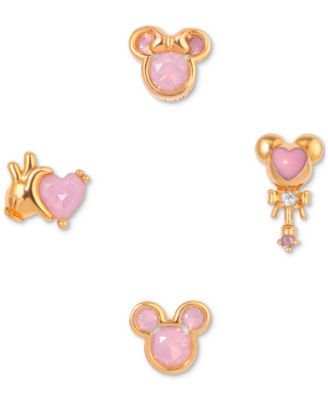 Girls Crew - 18k Gold-Plated 4-Pc. Set Color Crystal Pink Dream Single Stud Earrings