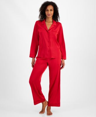 I.N.C. International Concepts - Women's 2-Pc. Piped-Trim Satin Pajamas Set
