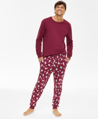 Holiday Lane - Men's 2-Pc. Gnomes Cotton Pajama Set
