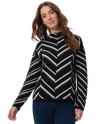 Jones New York - Women's Chevron Mock-Neck Sweater