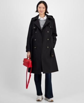 London Fog - Women's Double-Breasted Hooded Belted Trench Coat