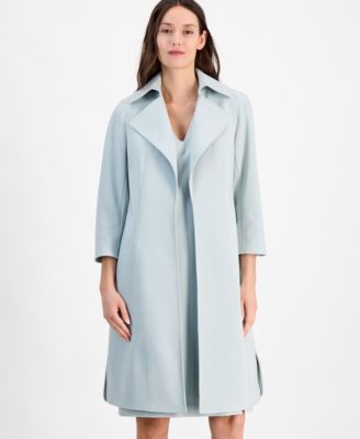 Anne Klein - Women's Stretch Wide-Collar Open-Front Long Jacket